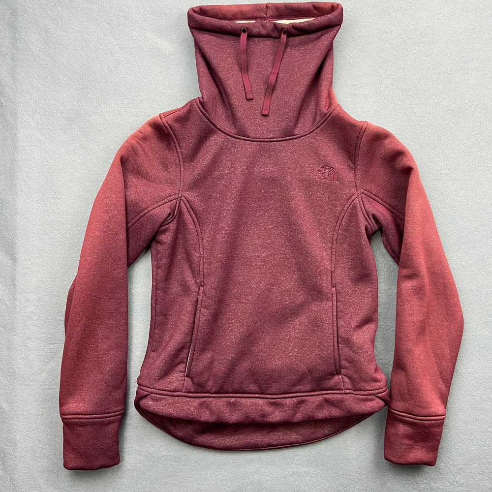 The North Face Red Pullover Sweater Cowl Neck Fleece Lined Women’s Size XS